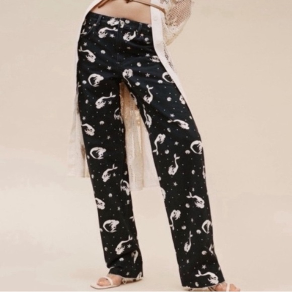 Zara Trevor Full Length Jeans Size 2 Mermaids Straight‎ Leg 28x33 Whimsygoth - Picture 1 of 8